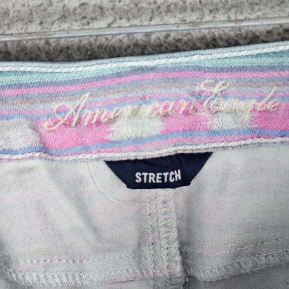American Eagle Womens Cut Off Shorts Size 8 Denim Aztec Jean Stretch Waist 32 - Picture 6 of 9